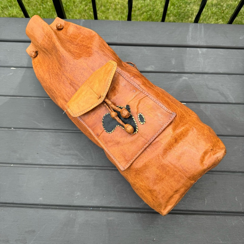 Large Vintage Leather Tuareg Rucksack Backpack Handmade